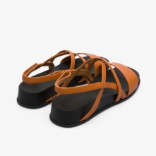 Camper Atonik Womens Platform Sandals US-74777 Dark Orange Sale Clearance